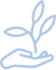 Pictogramme représentant une main tenant une plante pour illustrer la conception durable des produits Bonnuit