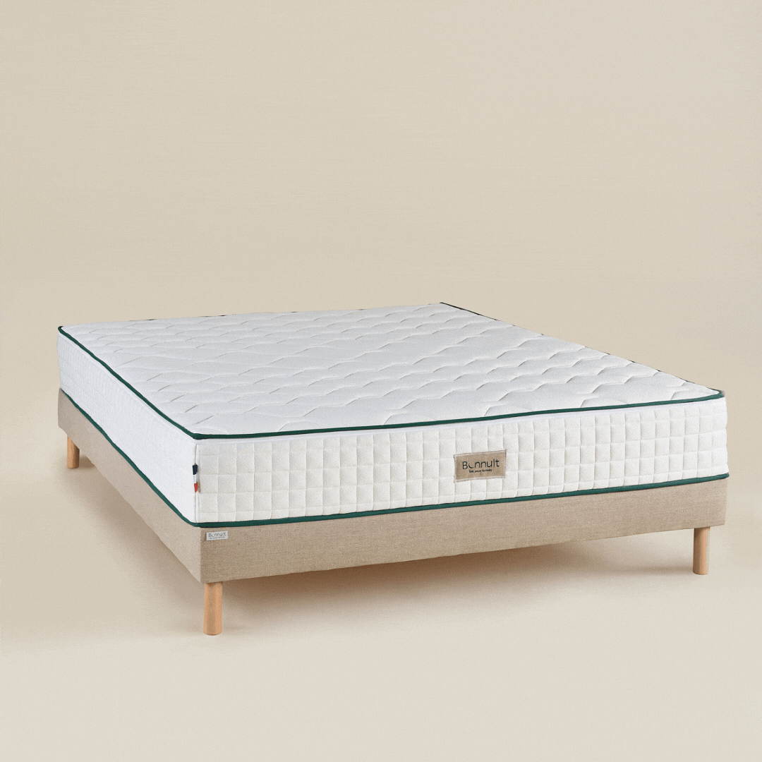 Comparatif des hauteurs des sommiers tapissiers Bonnuit en lin naturel avec le matelas Original sur chaque modèle