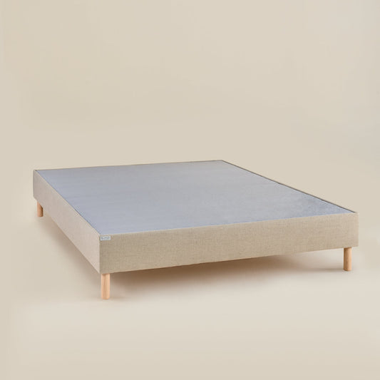 Sommier tapissier Classique Bonnuit en lin naturel, hauteur 19 cm, vu en angle