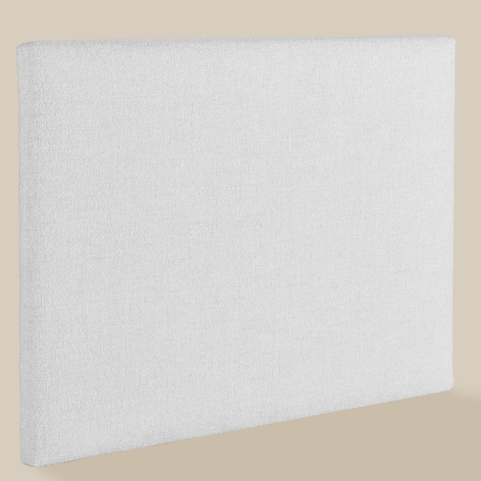 Tête de lit Élégante Bonnuit en tissu bouclette écru, version alternative à la finition lin naturel